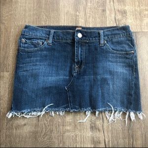 7 For All Mankind Blue Jean Frayed Hem Mini Skirt